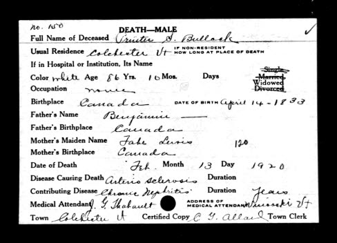 Henry Bullock Death Record